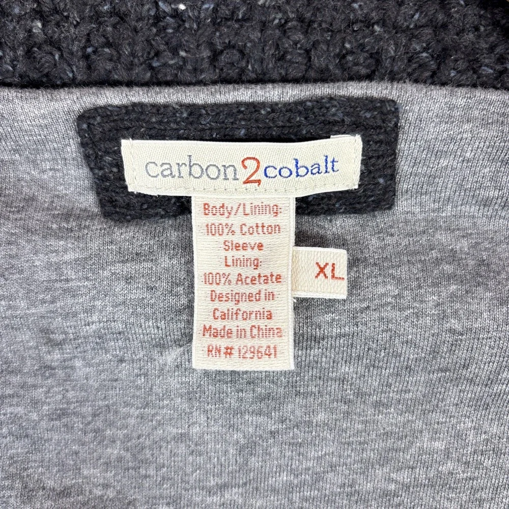 CARBON 2 COBALT CABLE KNIT FULL ZIP‎ CARDIGAN SWEATER DARK GRAYMENS XL